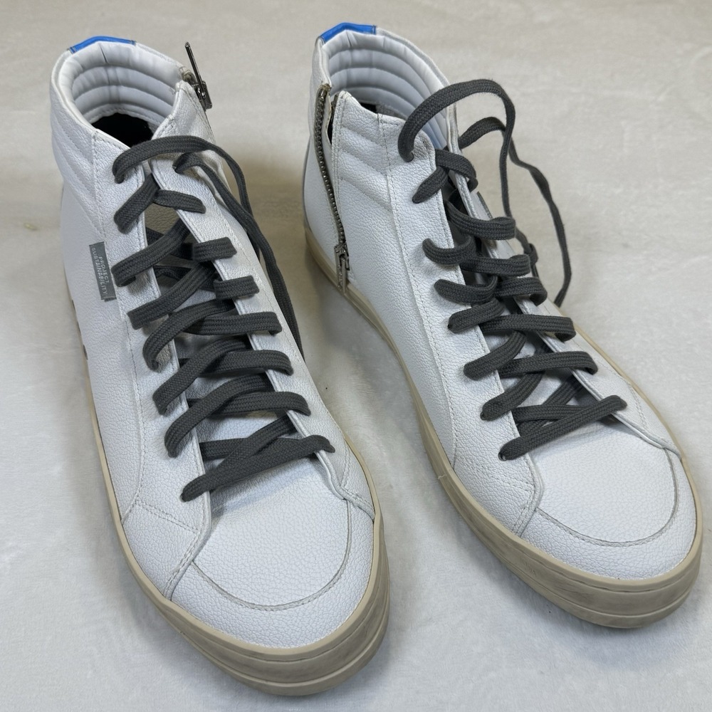 P448 Project Sustainability High Top Sneakers White Blue Leather EU 44 Mens 11